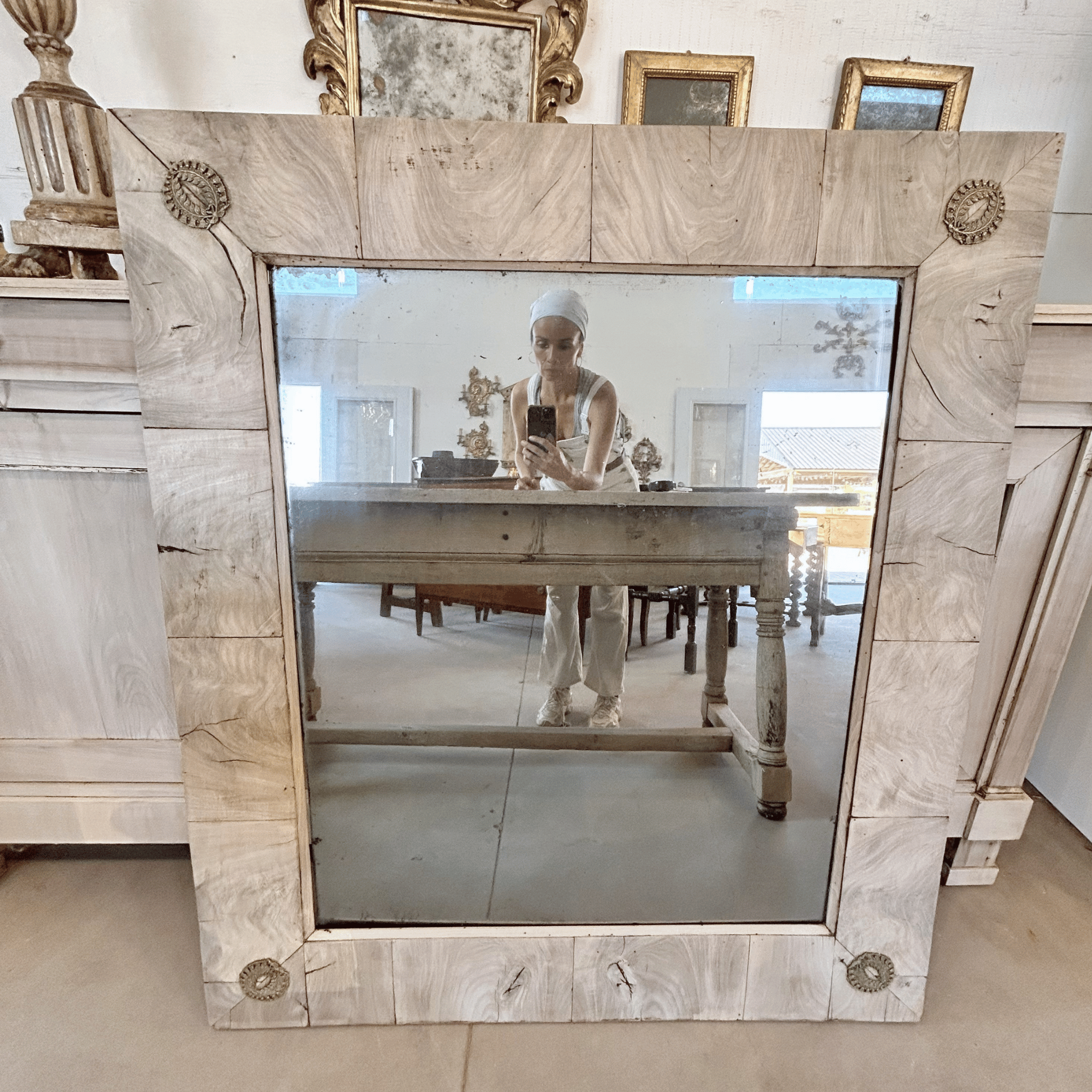 1820s Italian Empire Walnut Burl Mirror with Original Glass