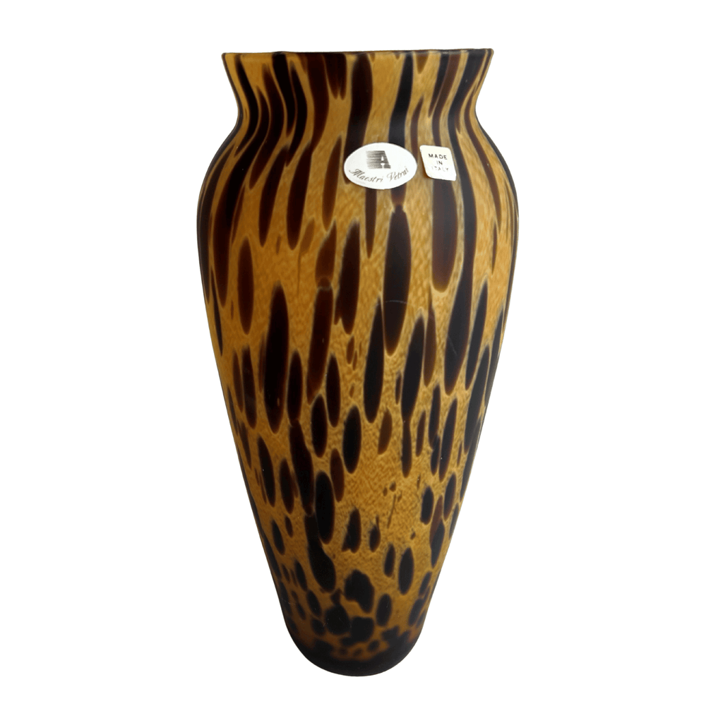 Vintage Maestri Vetrai Murano Style Tortoiseshell Glass Vase