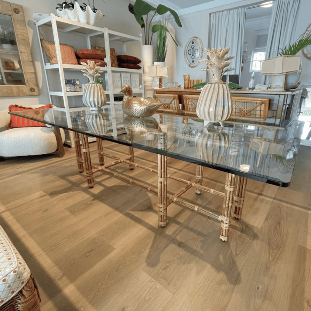 Vintage McGuire Bamboo Dining Table with Eight Chairs