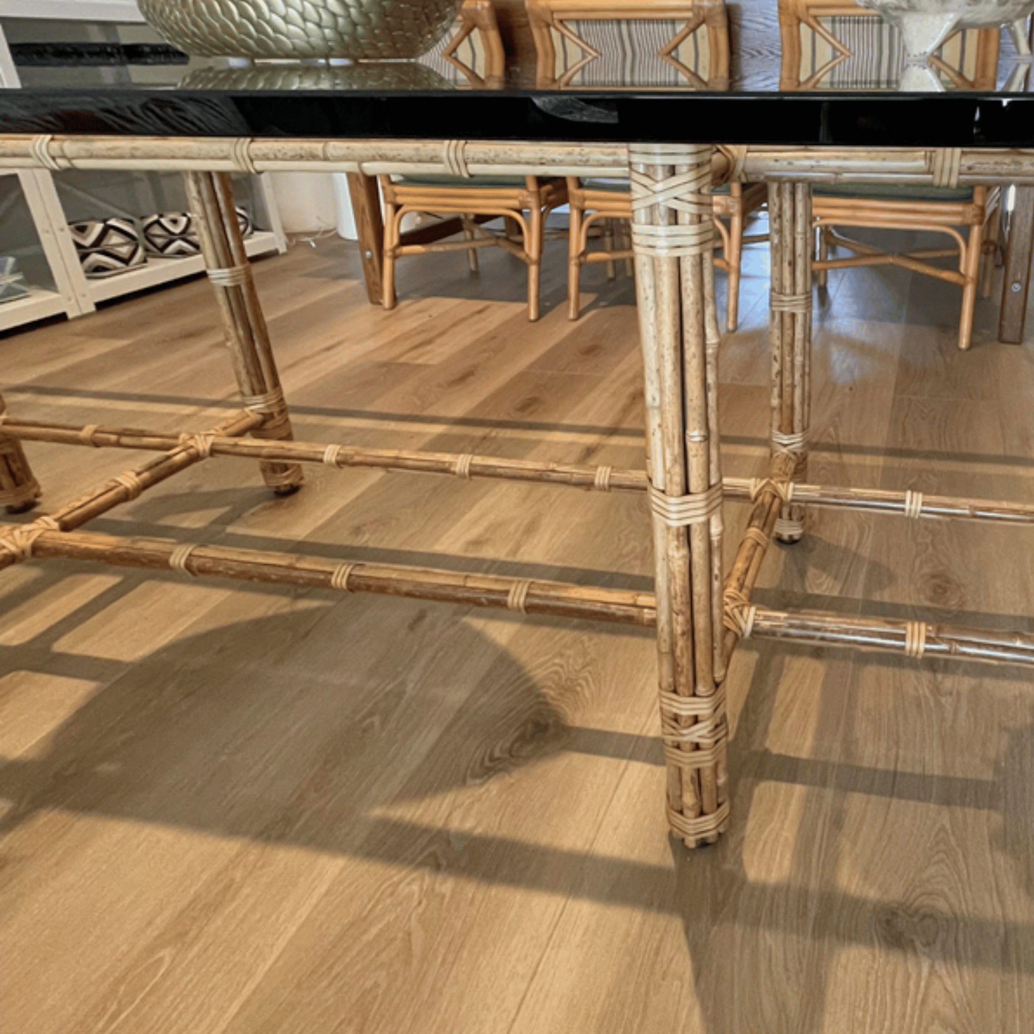 Vintage McGuire Bamboo Dining Table with Eight Chairs
