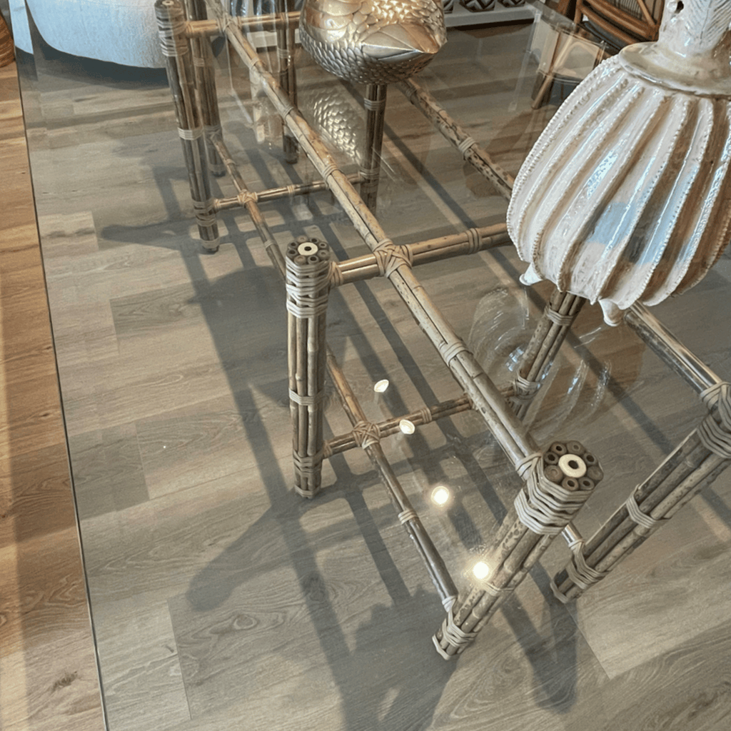 Vintage McGuire Bamboo Dining Table with Eight Chairs
