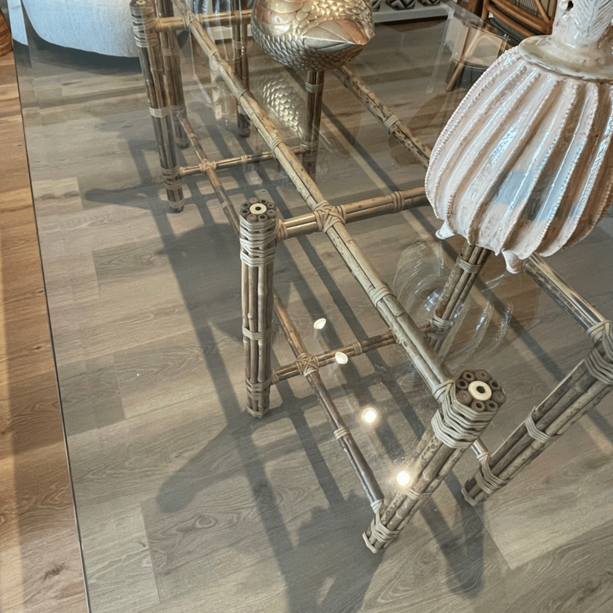 Vintage McGuire Bamboo Dining Table with Eight Chairs