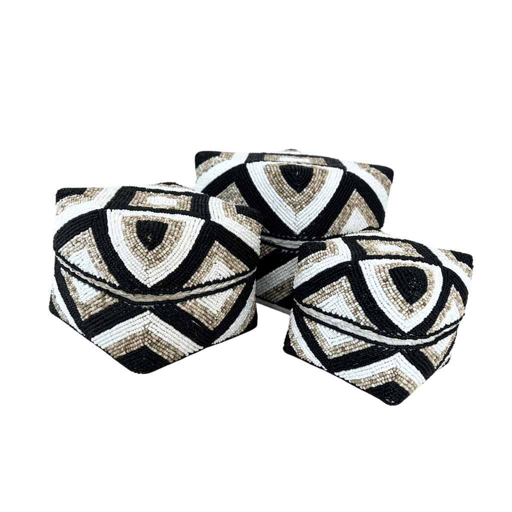 Set of Three Beaded Decorative Boxes
