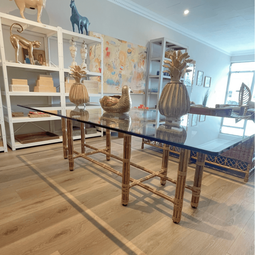 Vintage McGuire Bamboo Dining Table with Eight Chairs