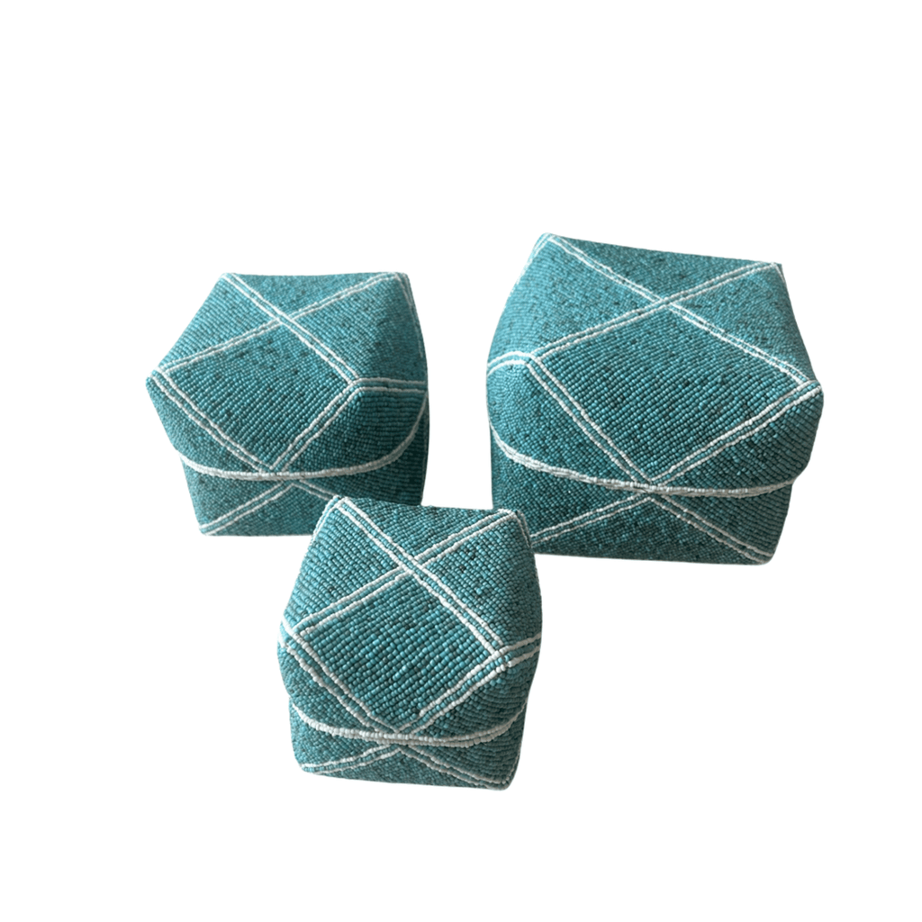 Set of Three Beaded Decorative Boxes