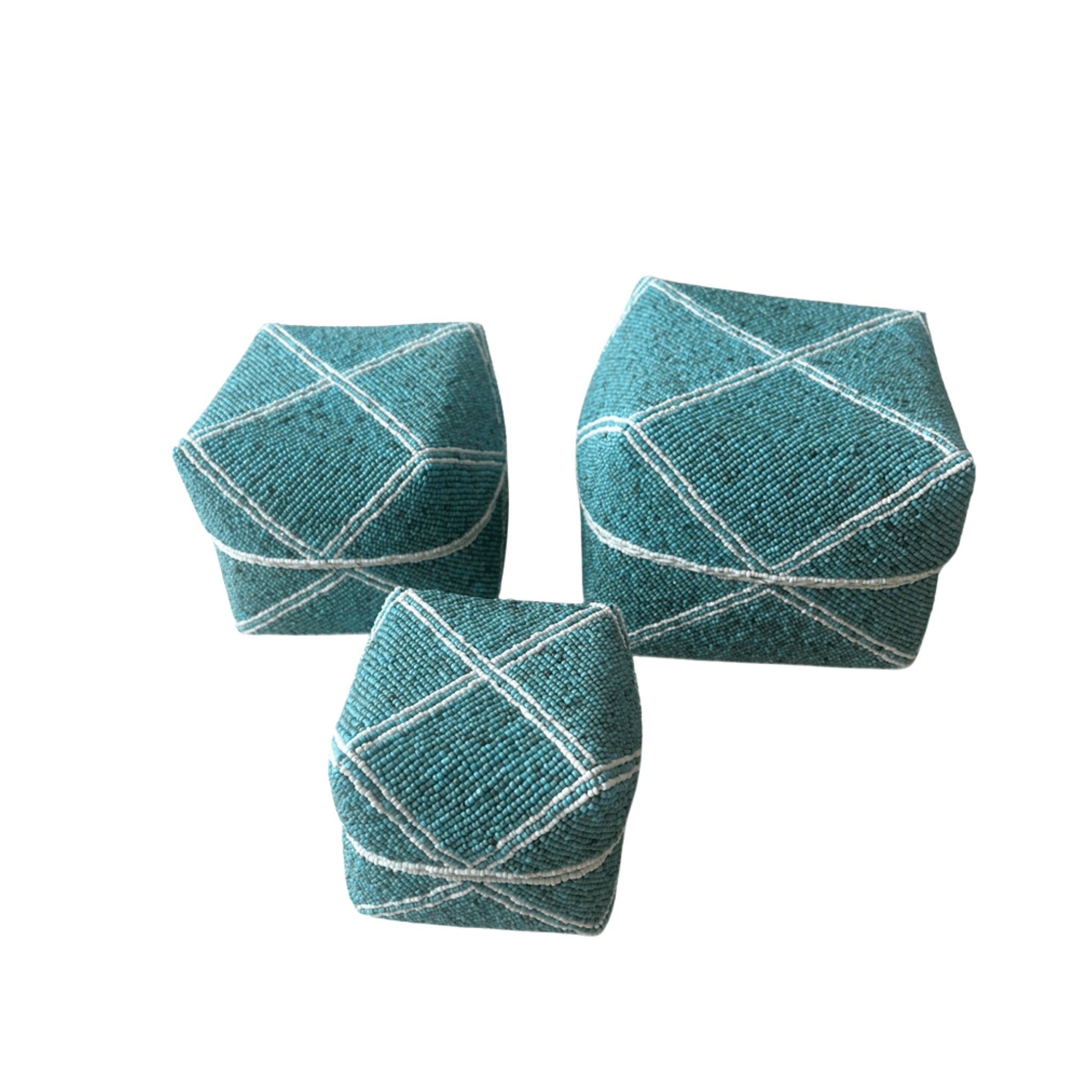 Set of Three Beaded Decorative Boxes