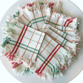 Vintage French Cotton Fringed Cocktail Napkins, Set of 12