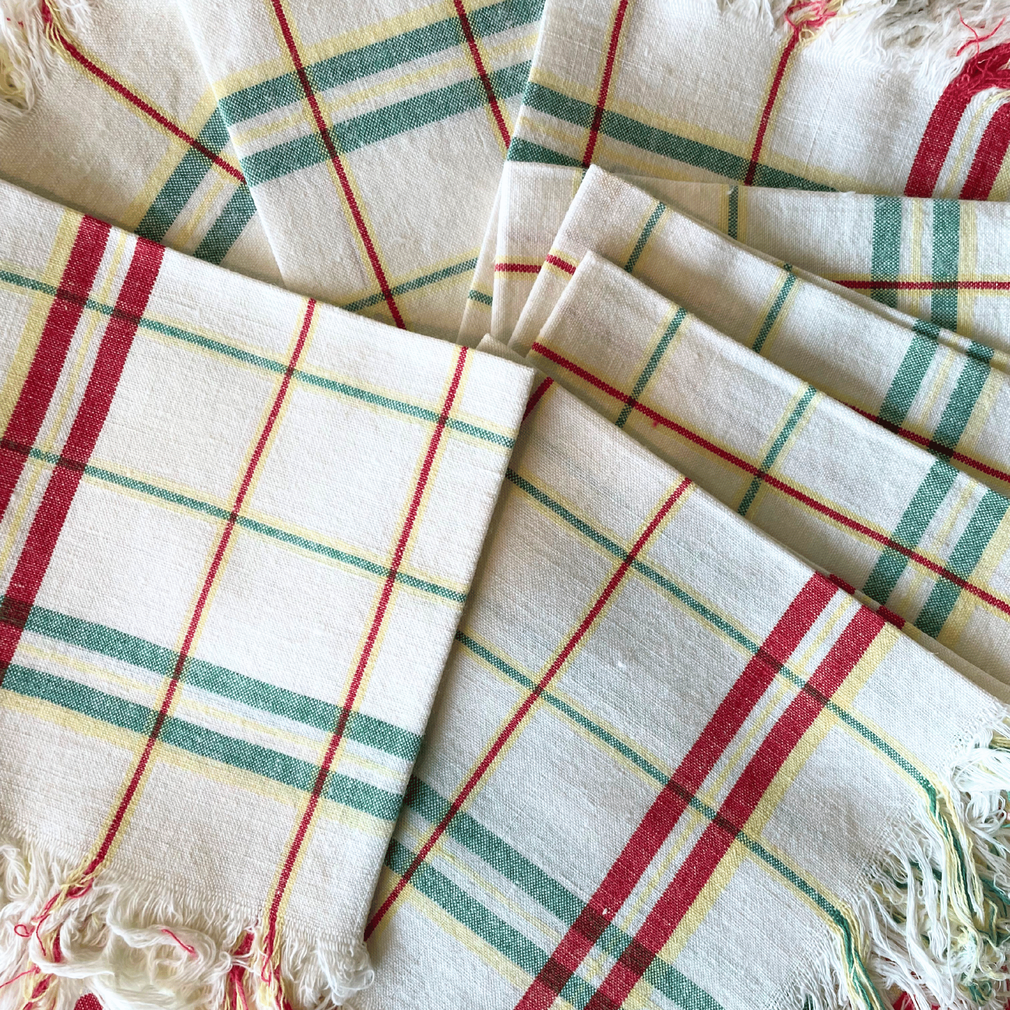 Vintage French Cotton Fringed Cocktail Napkins, Set of 12