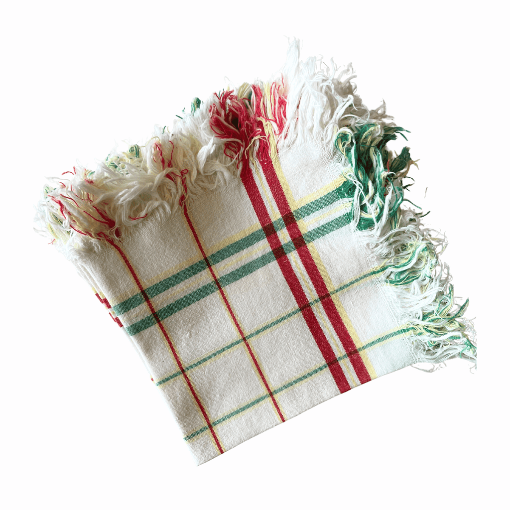 Vintage French Cotton Fringed Cocktail Napkins, Set of 12