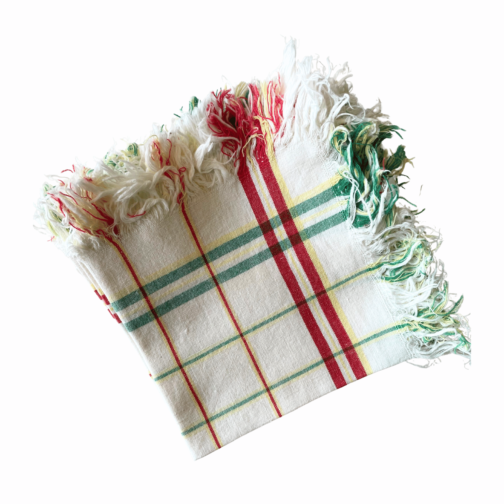 Vintage French Cotton Fringed Cocktail Napkins, Set of 12