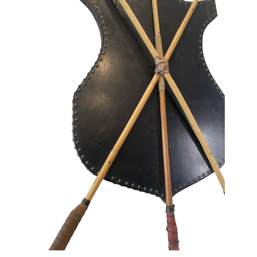 Vintage Wood Shield with Three Polo Mallets