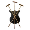 Vintage Wood Shield with Three Polo Mallets