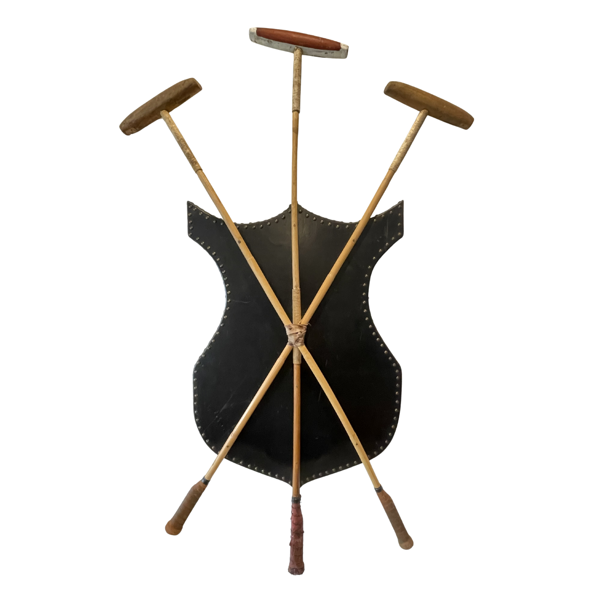 Vintage Wood Shield with Three Polo Mallets