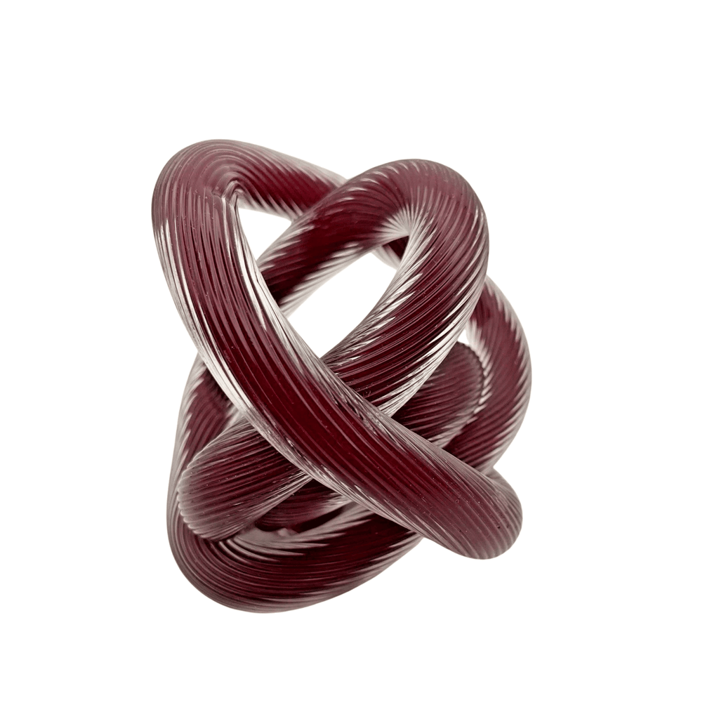 Vintage Murano Glass Infinity Knot Paperweight Cranberry Red