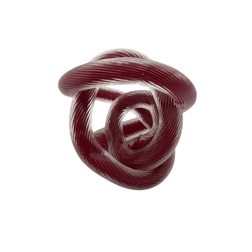 Vintage Murano Glass Infinity Knot Paperweight Cranberry Red