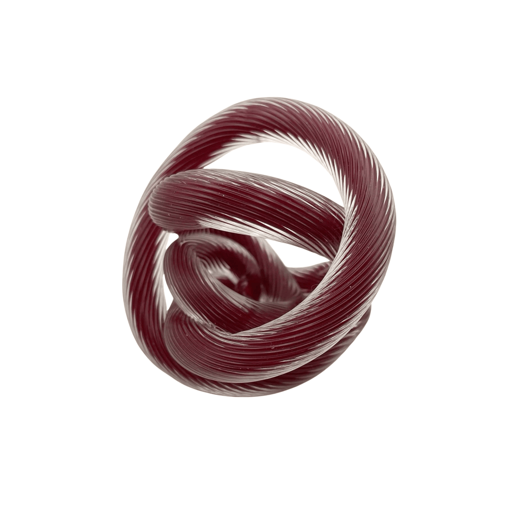 Vintage Murano Glass Infinity Knot Paperweight Cranberry Red