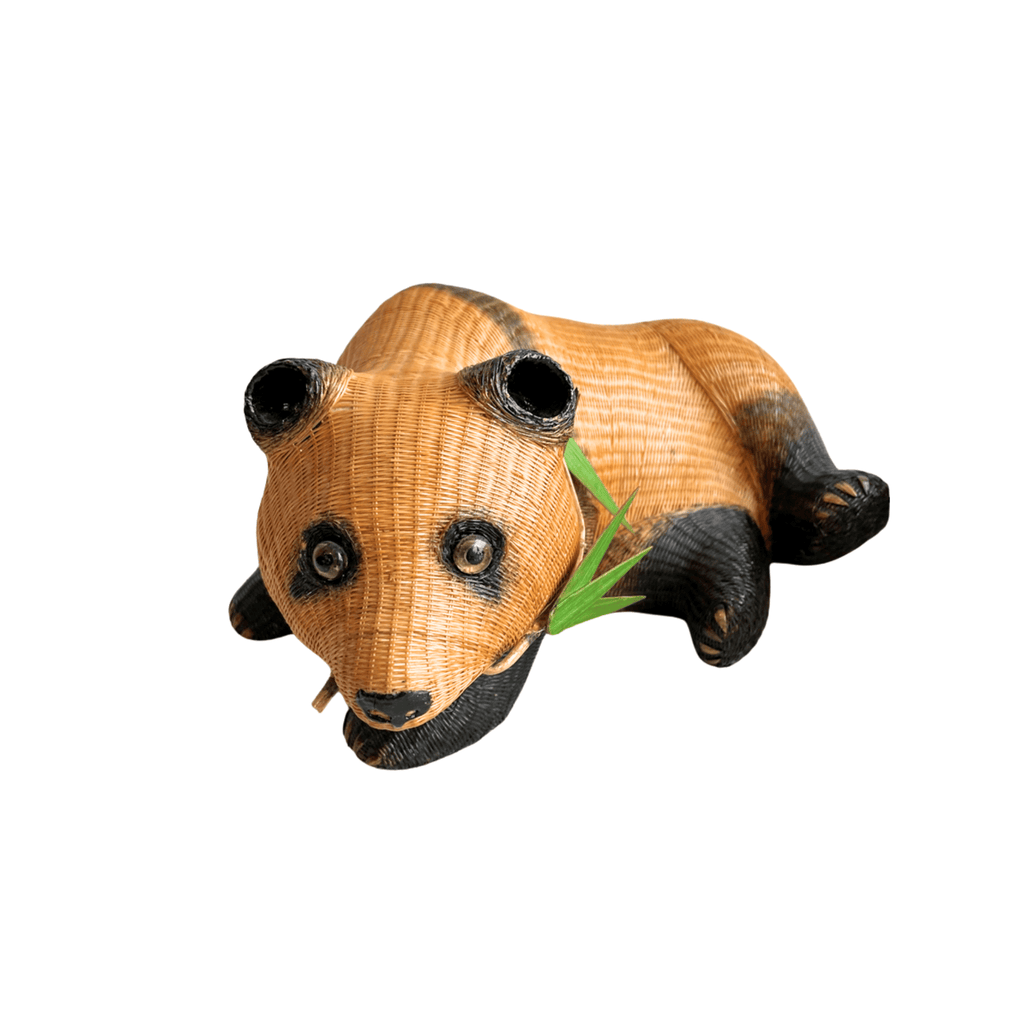 Vintage Shanghai Handicrafts Woven Rattan Panda Pair