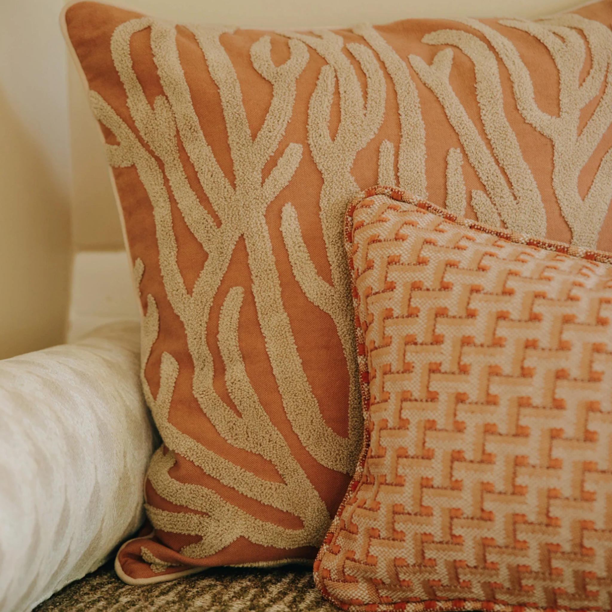Caramel Coral Cushion, 20" x 20"