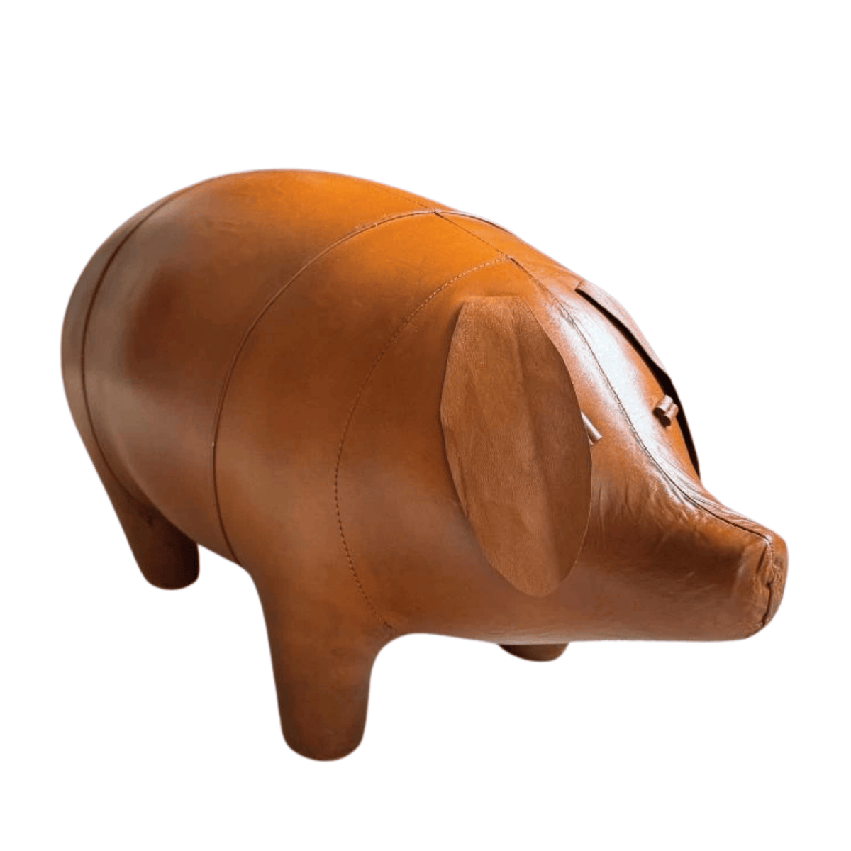 Vintage Handmade Leather Pig Footstool