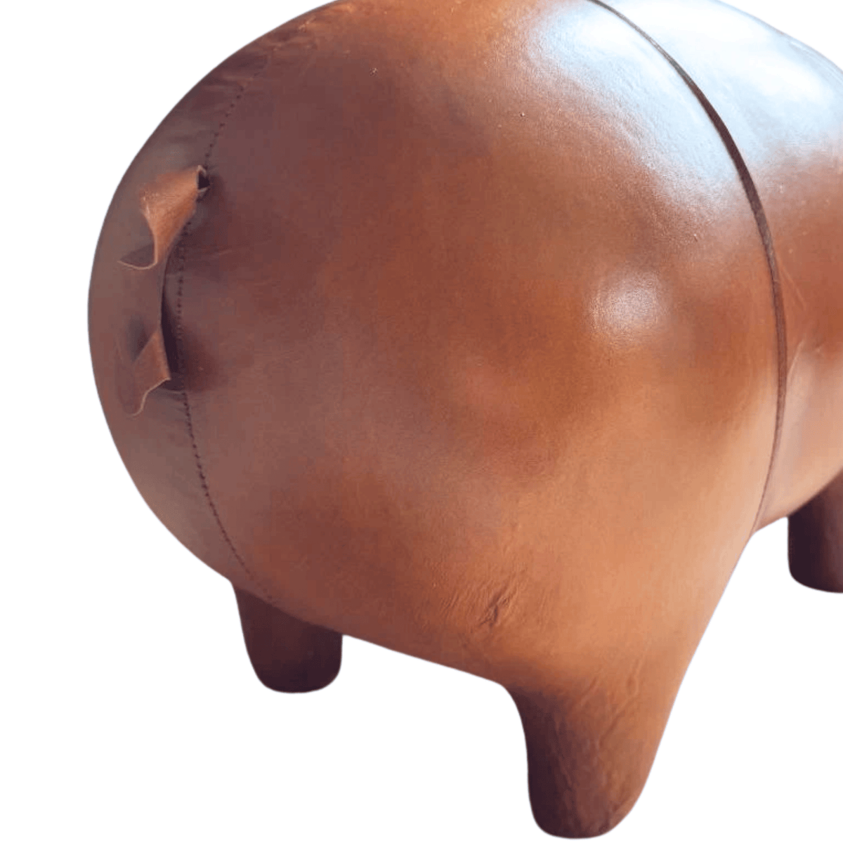 Vintage Handmade Leather Pig Footstool