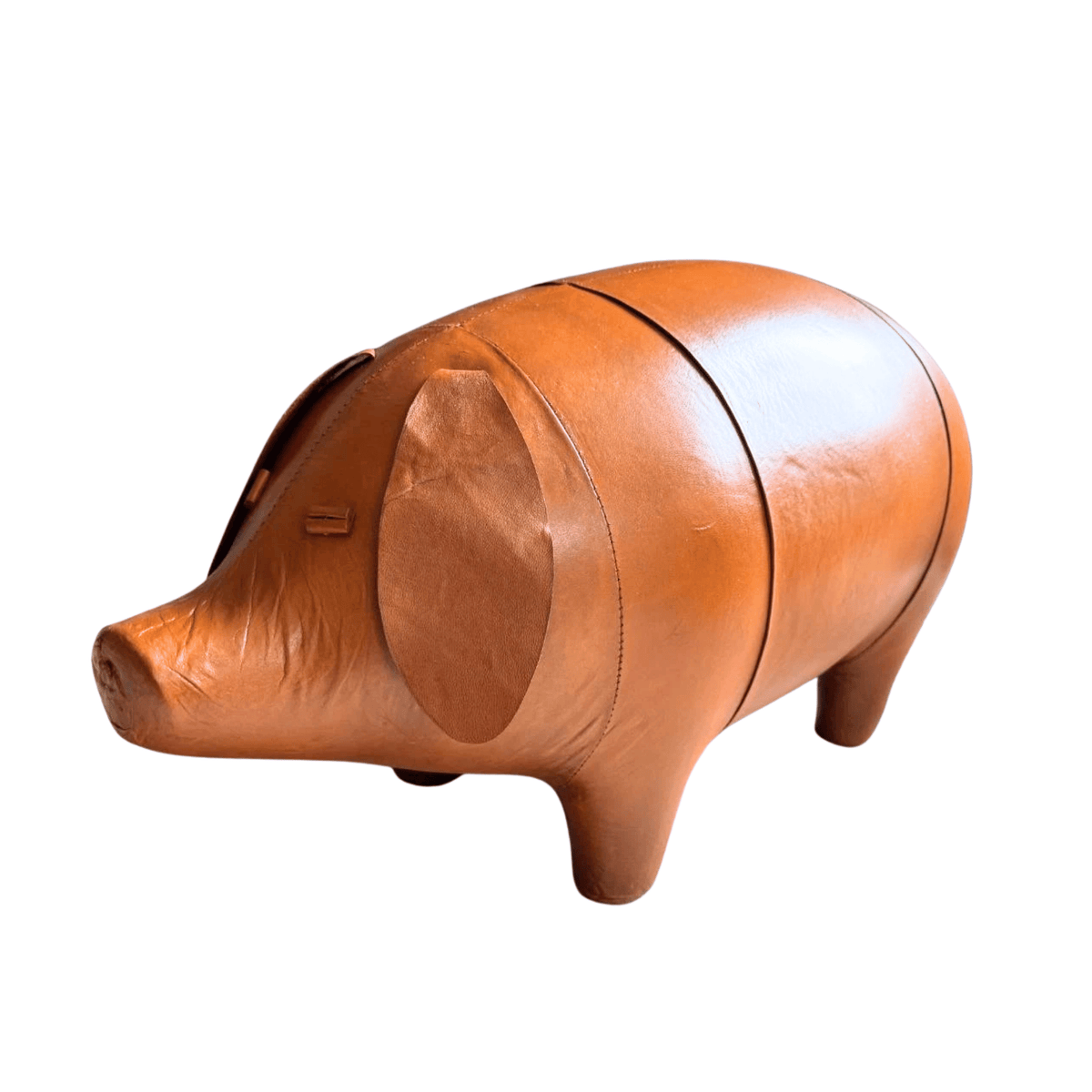 Vintage Handmade Leather Pig Footstool