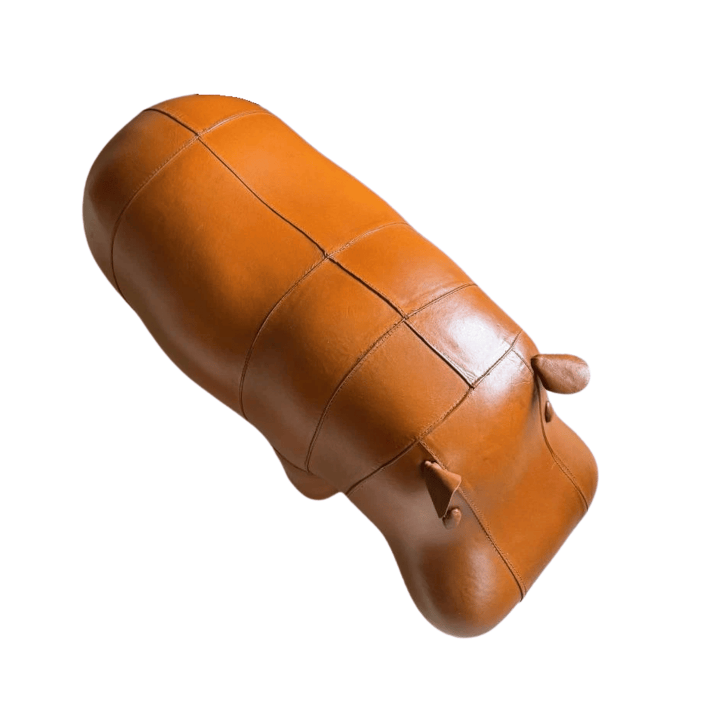 Vintage Handmade Leather Hippo Footstool