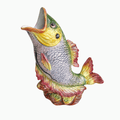 Vintage Italian Fish Pitcher in Green, Yellow & Red, Tall Form