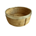 Vintage Pencil Reed and Brass Round Basket Bowl