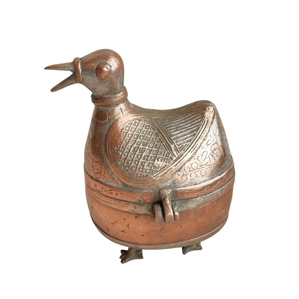 Vintage Dhokra Duck Box in Copper & Mixed Metals