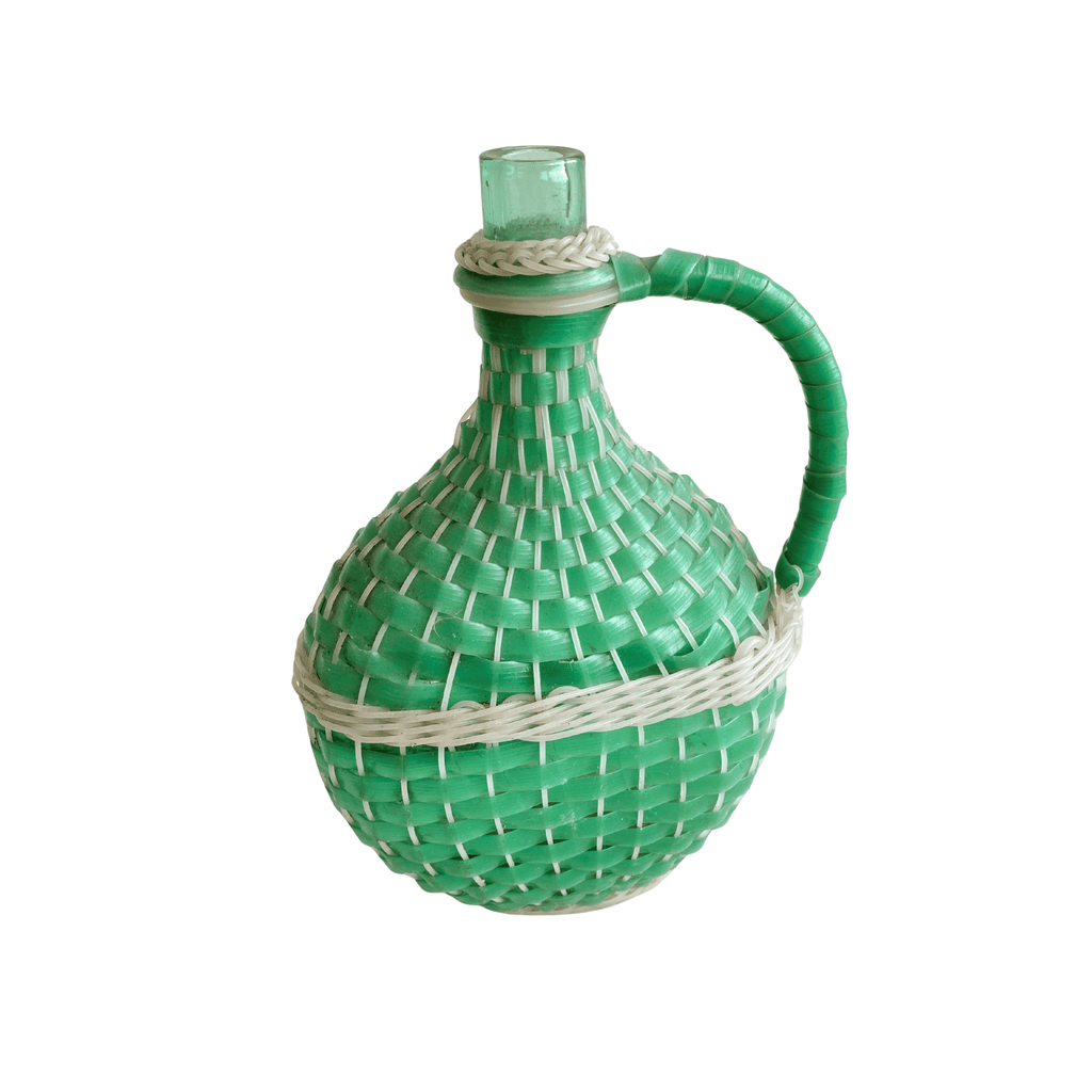 Green Demijohn Bottle 11.5" H x 7.25" W x 3.5" D