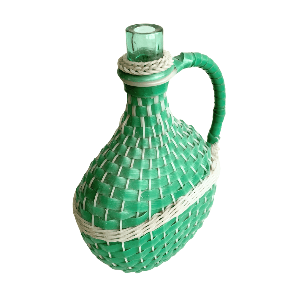 Green Demijohn Bottle 11.5" H x 7.25" W x 3.5" D
