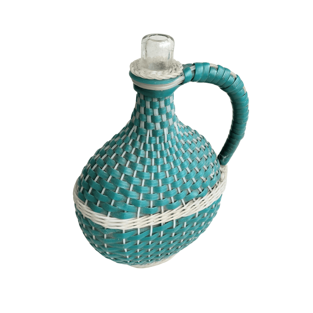 Teal Demijohn Bottle 11.5" H × 7.25" W × 3.5" D