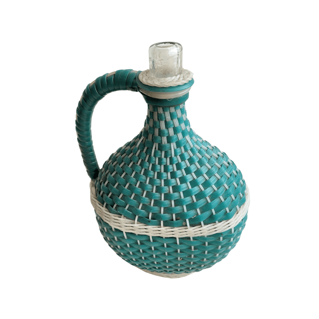 Teal Demijohn Bottle 11.5" H × 7.25" W × 3.5" D