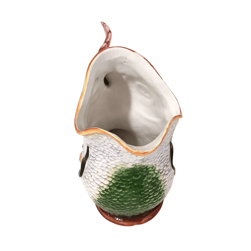 Vintage Italian Fish Pitcher in Green & Cream