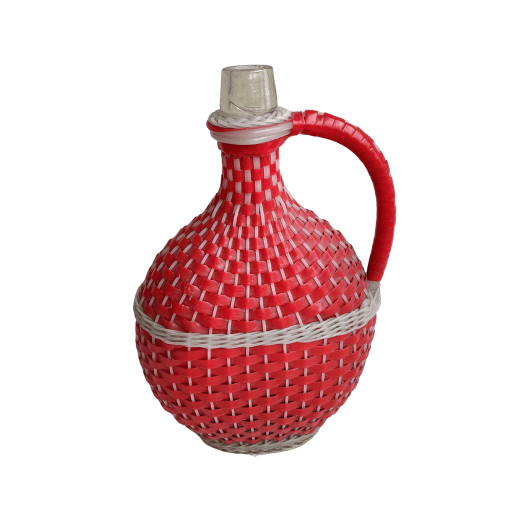 Cherry Red Demijohn Bottle 13" H × 8.25" W × 4" D