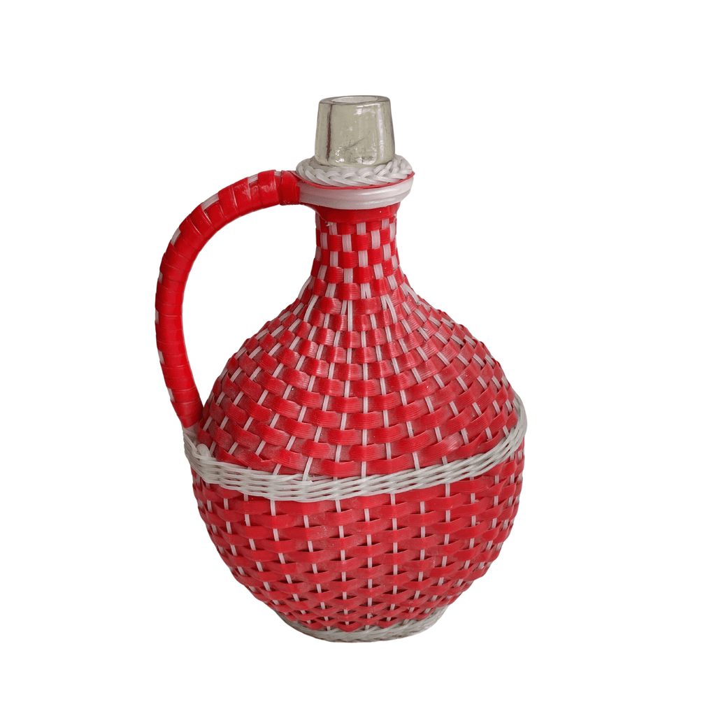 Cherry Red Demijohn Bottle 13" H × 8.25" W × 4" D