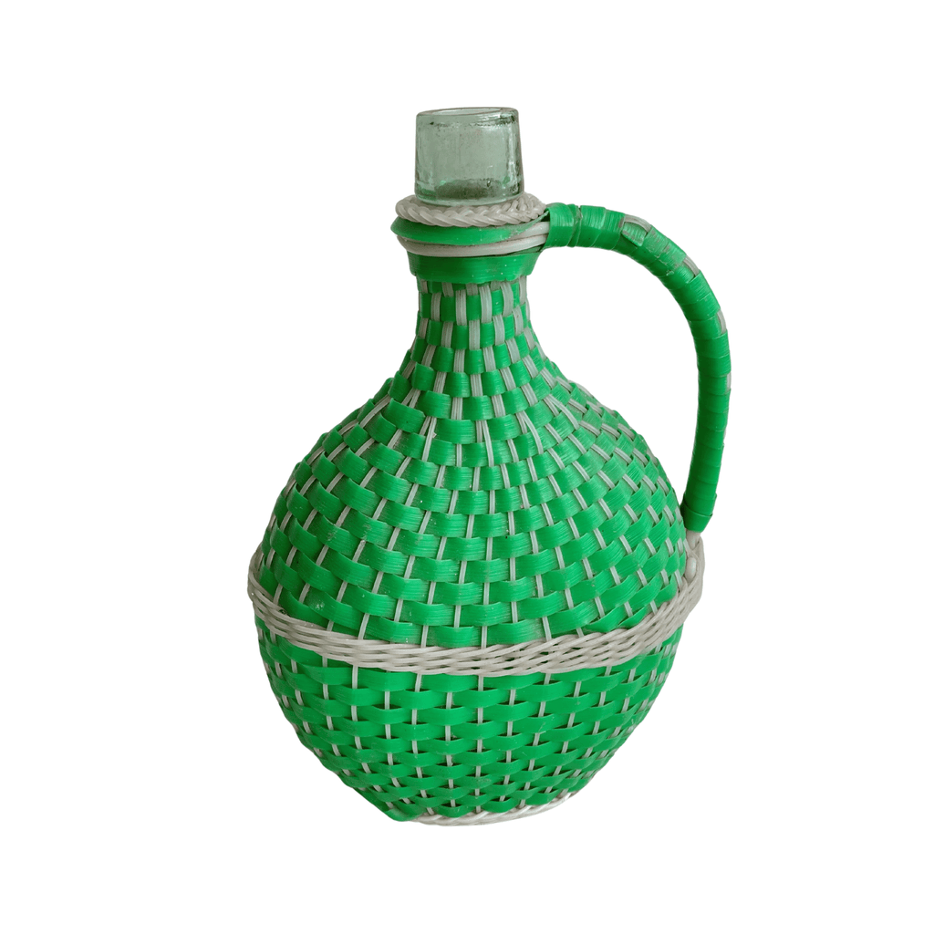 Kelly Green Demijohn Bottle 13" H × 8.25" W × 4" D