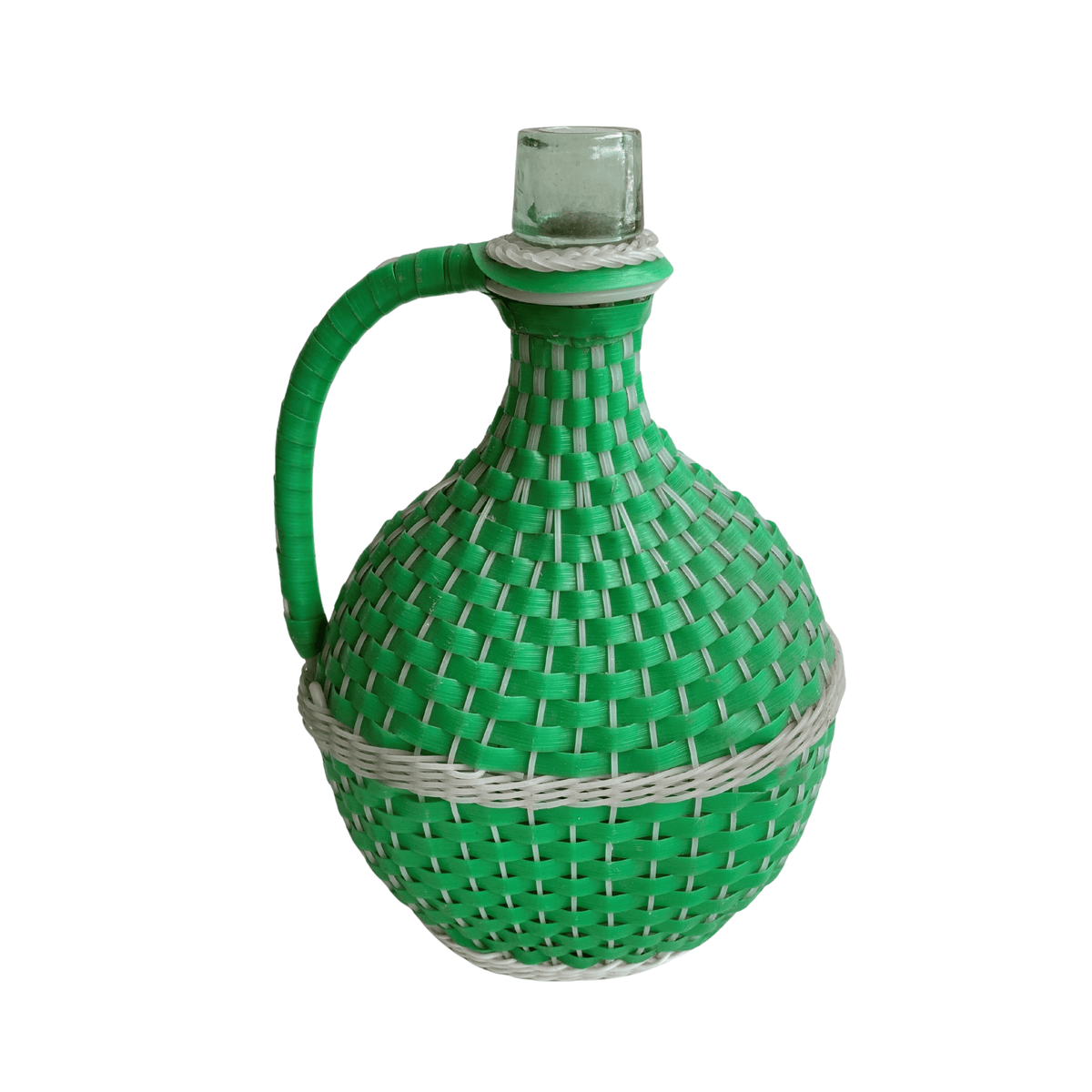 Kelly Green Demijohn Bottle 13" H × 8.25" W × 4" D