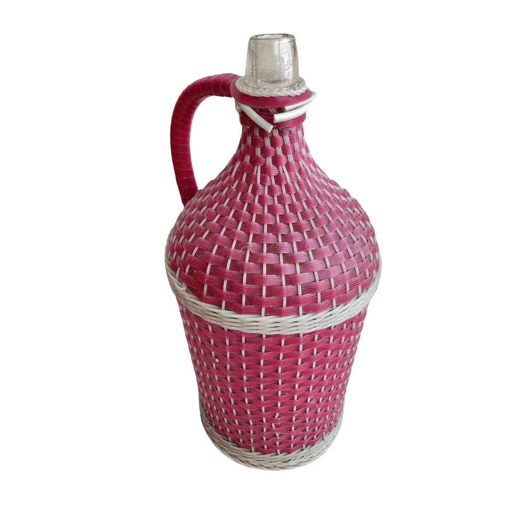 Hot Pink Demijohn Bottle 15.5" H × 8.25" W × 7" D.