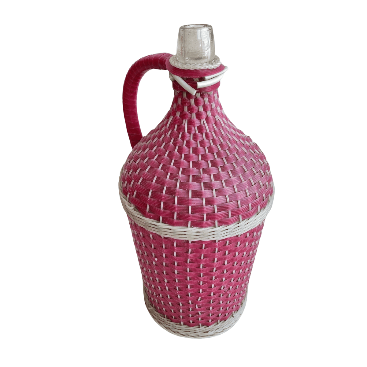 Hot Pink Demijohn Bottle 15.5" H × 8.25" W × 7" D.