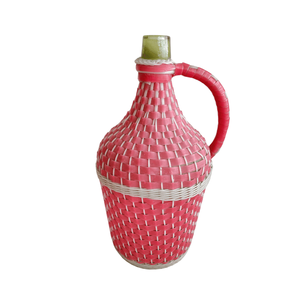 Soft Pink Demijohn Bottle 13.75" H × 8.25" W × 7" D.