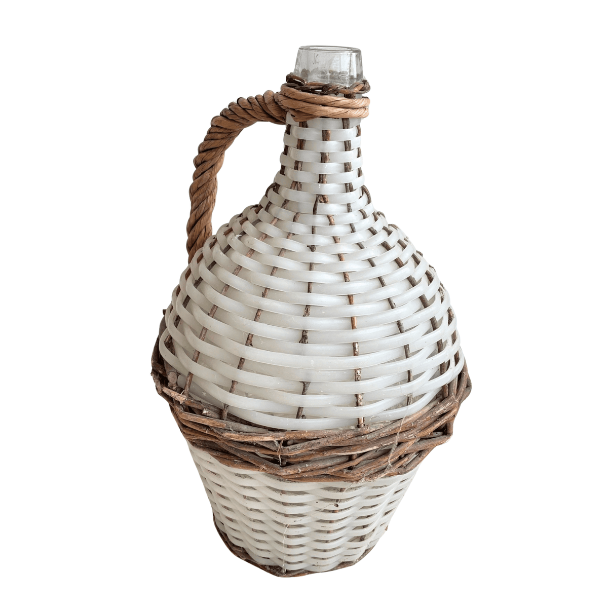 White Demijohn Bottle 13.75" H × 9" W × 7.5" D.