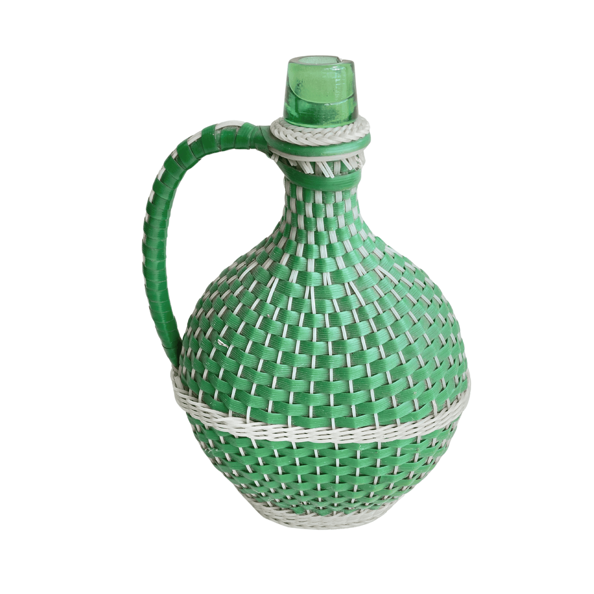 Kelly Green Demijohn Bottle 13" H × 9" W × 4.5" D.