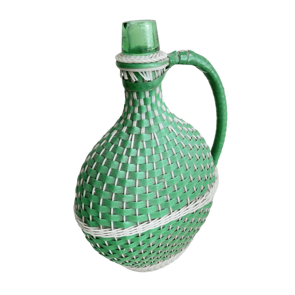 Kelly Green Demijohn Bottle 13" H × 9" W × 4.5" D.
