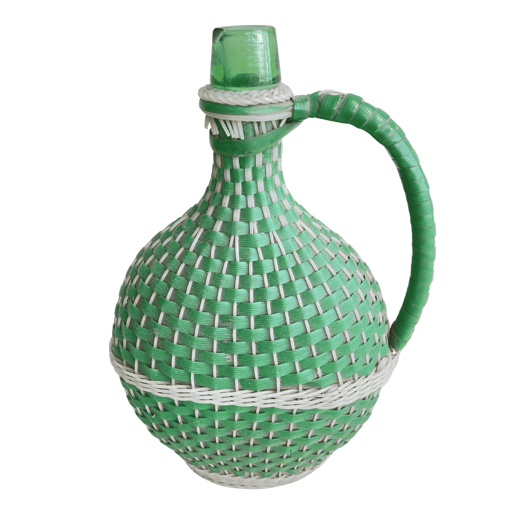 Kelly Green Demijohn Bottle 13" H × 9" W × 4.5" D.