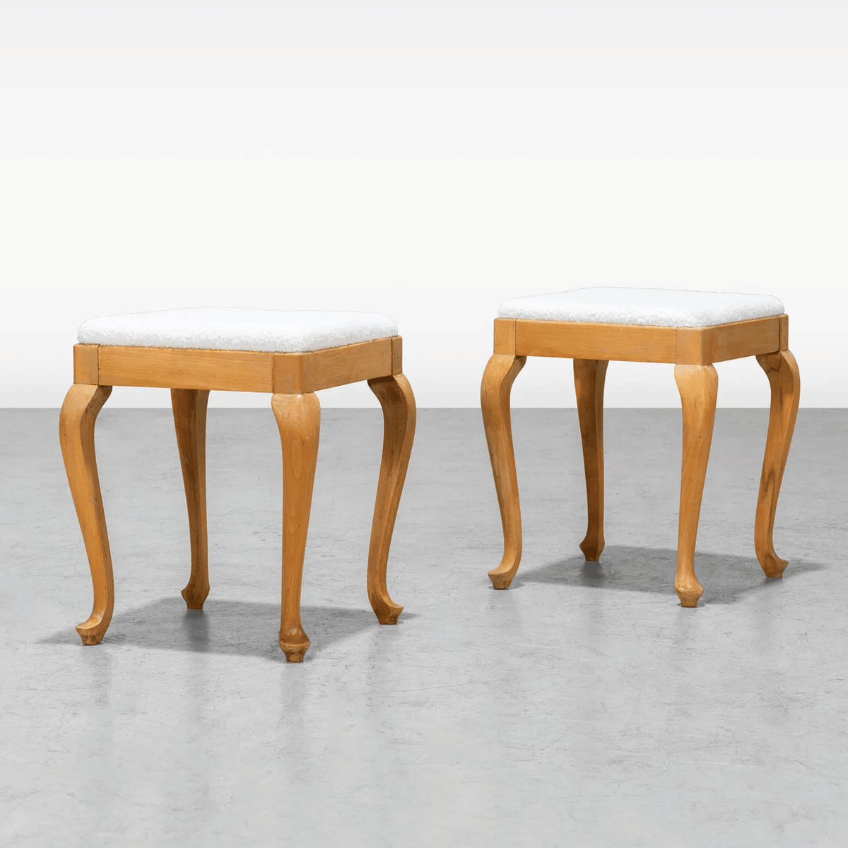 Vintage Queen Anne Style Bouclé Stool