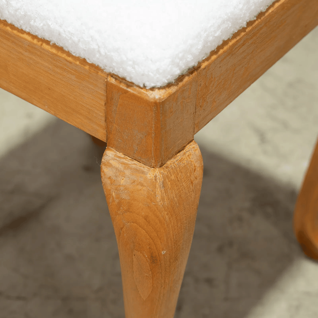 Vintage Queen Anne Style Bouclé Stool