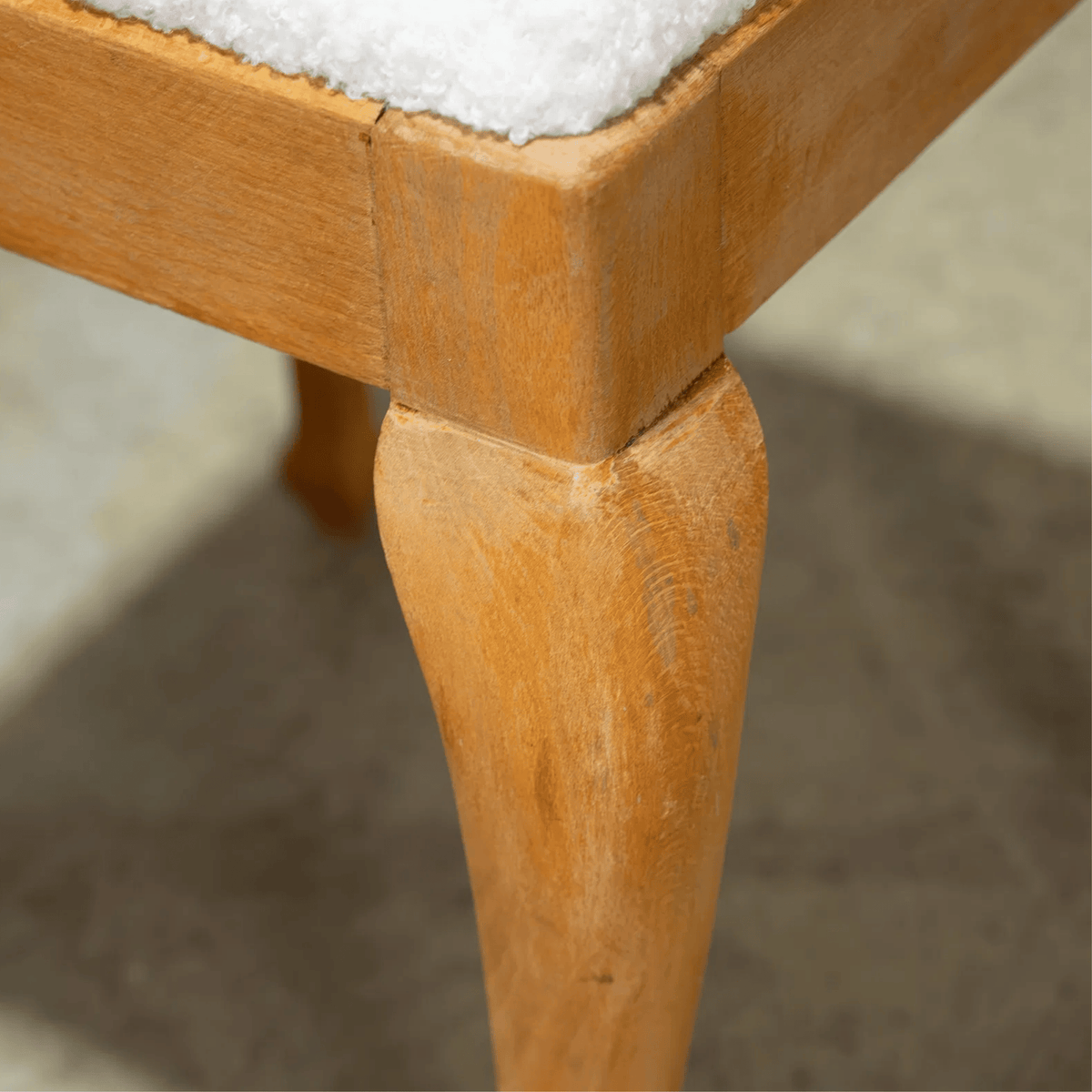 Vintage Queen Anne Style Bouclé Stool