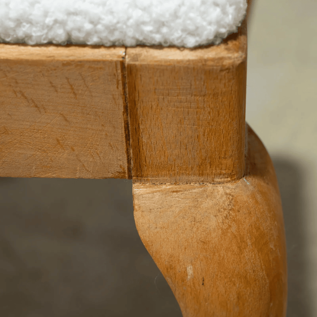 Vintage Queen Anne Style Bouclé Stool