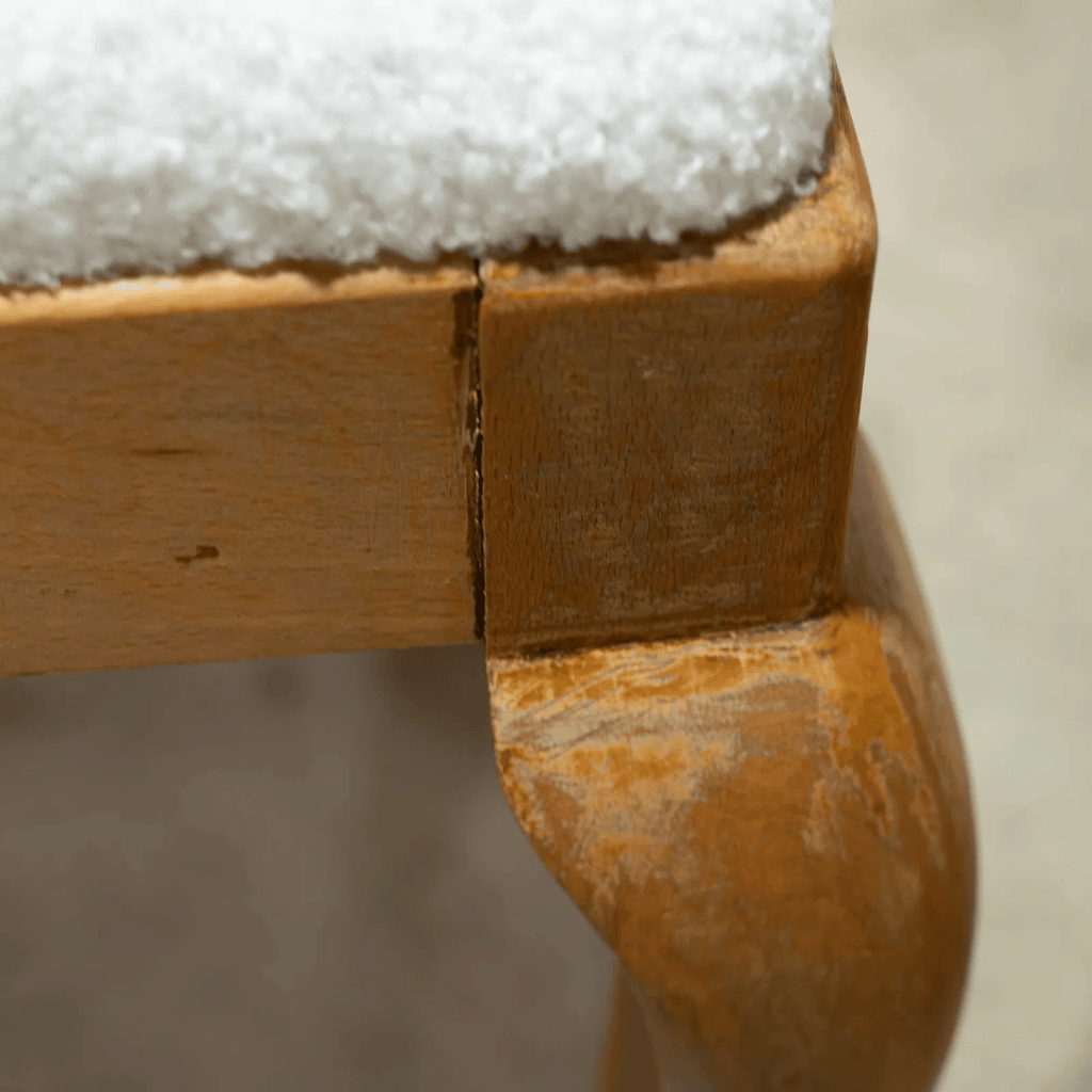 Vintage Queen Anne Style Bouclé Stool